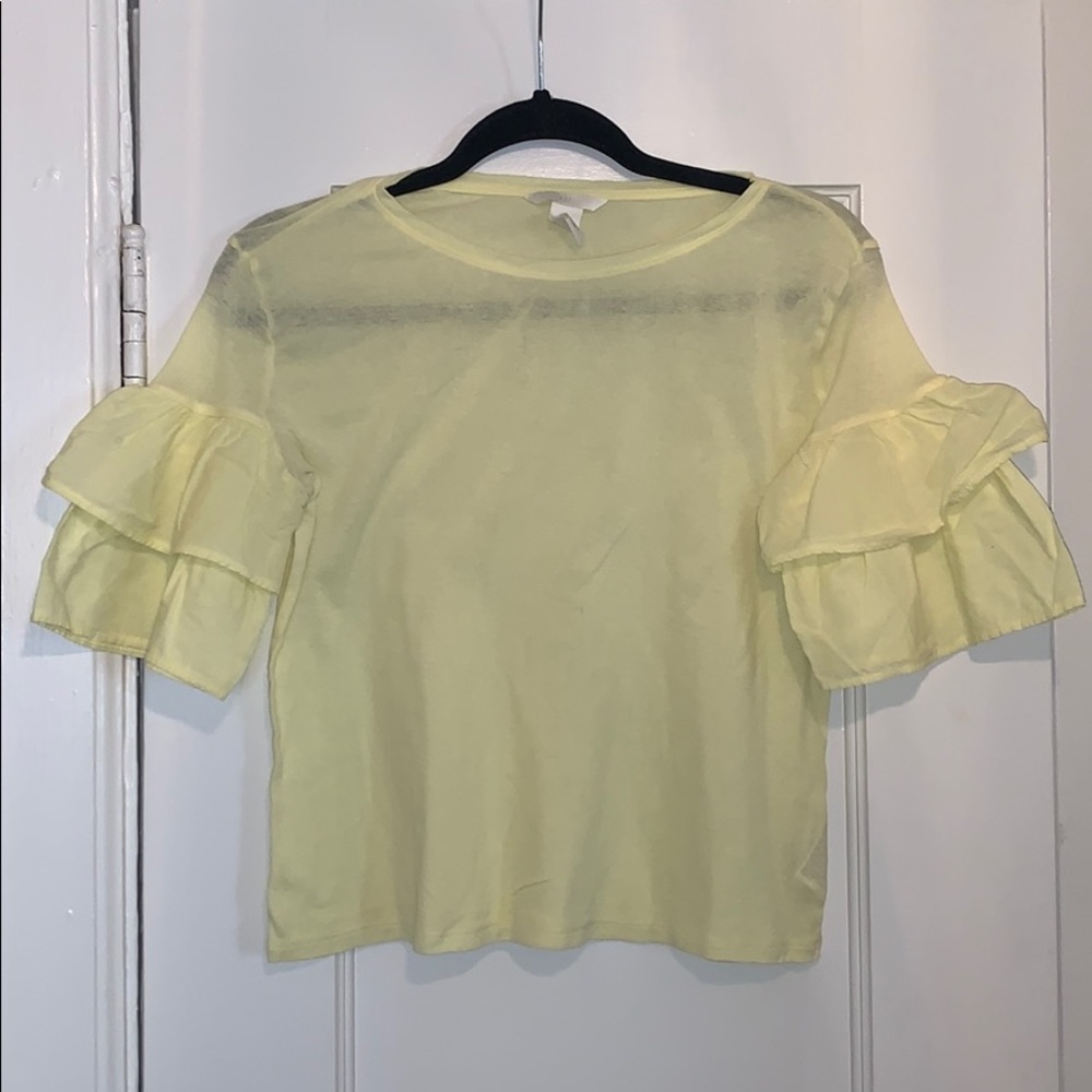 Yellow Cotton T-Shirt with Teared Sleeves